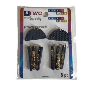 FIMO Bead Landing Earring Pendant Nickel Free Navy Gold DIY Moon Clay Earring